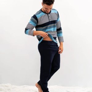 Pijama hombre 100% algodón combinado rayas