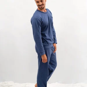 Pijama para hombre algodón básico azul