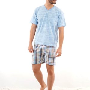 Pijama para hombre con cuadros azules