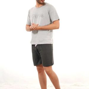 Pijama para hombre de algodón básico gris