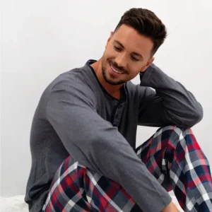 Pijama para hombre de algodón con cuadros