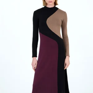 Vestido midi tricolor