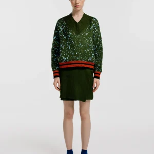 Saco V pixel verde mujer