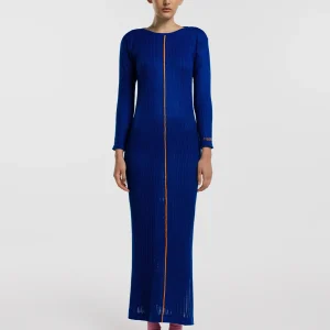 Vestido Largo Rib Azul