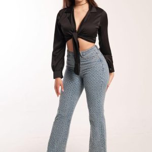 BLUSA SATÉN NUDO NEGRA