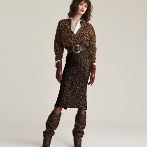 Falda de lentejuelas elástica marrón ANIYE BY