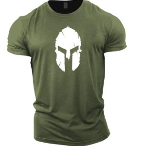 GYMTIER Camiseta Culturismo Hombre – Spartan Helmet – Top Entrenamiento Gimnasio