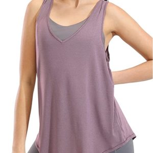 CRZ YOGA Mujer V Neck T-Shirt Camiseta sin Mangas de Entrenamiento Fitness Camisolas