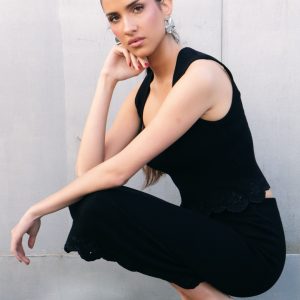 FALDA MIDI PUNTO BORDADOS