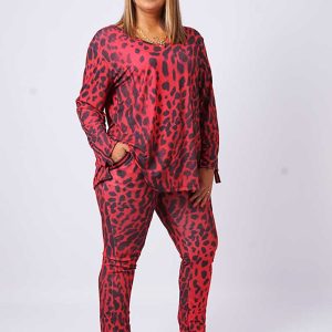 Camiseta mujer animal print rojo
