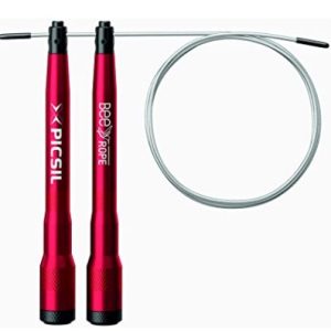 PICSIL Comba Bee Rope Cuerda Saltar Cross training Fabricada en Aluminio Resistente Comba de Saltar Cable Ajustable. (Rojo)