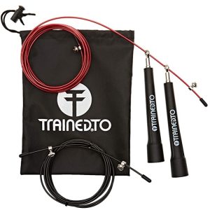 TrainedTo Cuerda para Salto de Velocidad con Cuerda de Repuesto Extra – GARANTÍA DE por Vida – Ajustable para Cualquier Estatura – Ideal para Crossfit y Boxeo