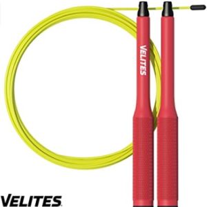 Velites Cuerda de Saltar Lastrada para Crossfit, Boxeo y Fitness Fire 2.0. Ideal para Saltos Dobles | Comba de Velocidad de Aluminio (Lastres no Incluidos)