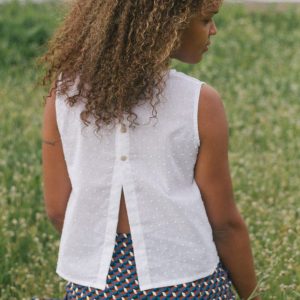 Blusa plumeti botones espalda ‘Moonlight’ white