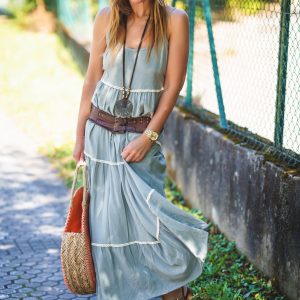 Vestido Largo Detalle Ganchillo