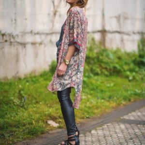 Kimono Seda Rojo/Beige