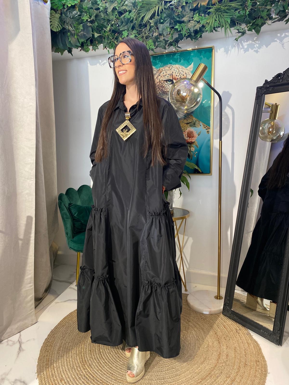 Vestido midi tafetán volantes laterales - Imagen 7