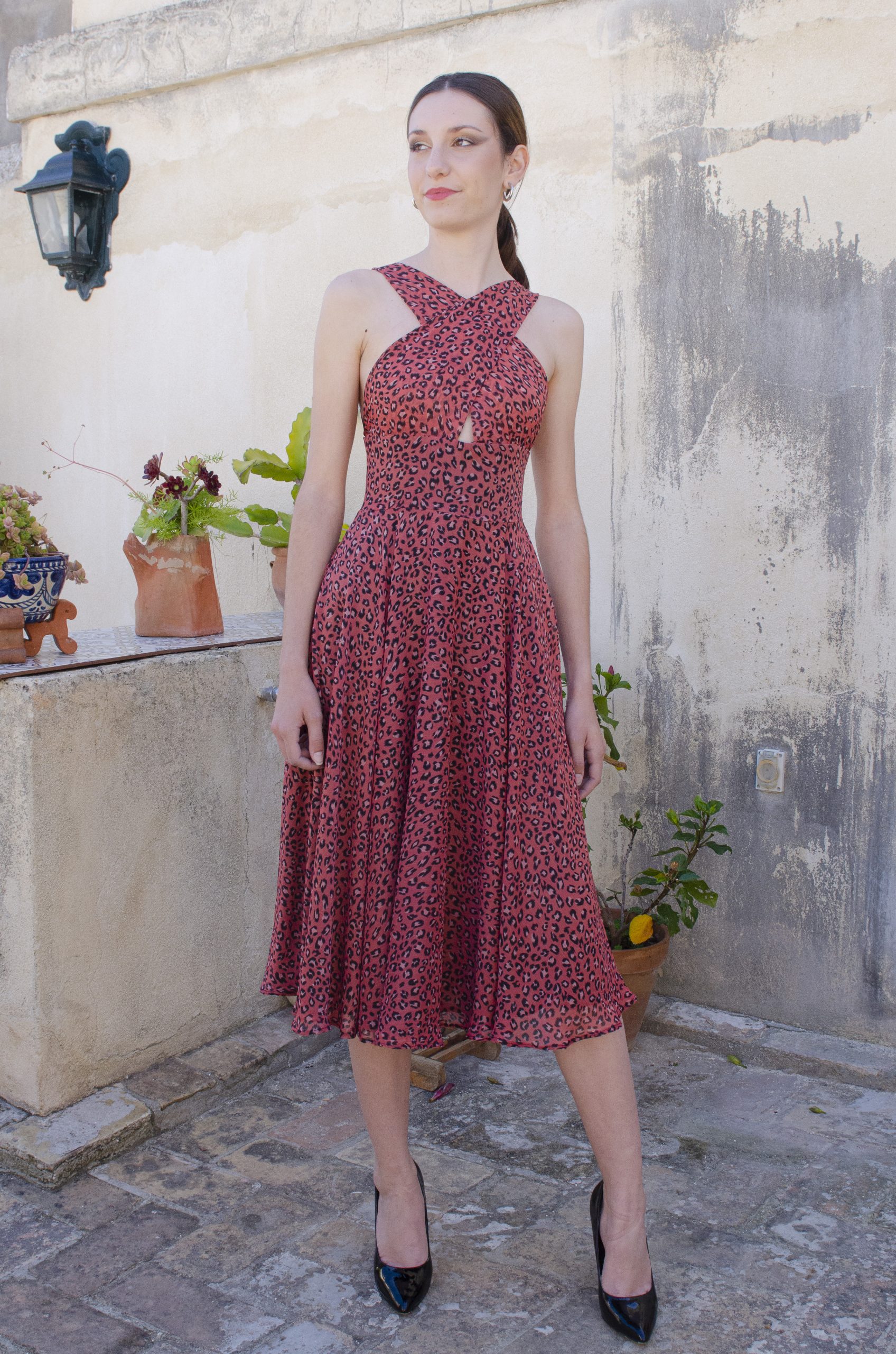 Vestido de leopardo rojo