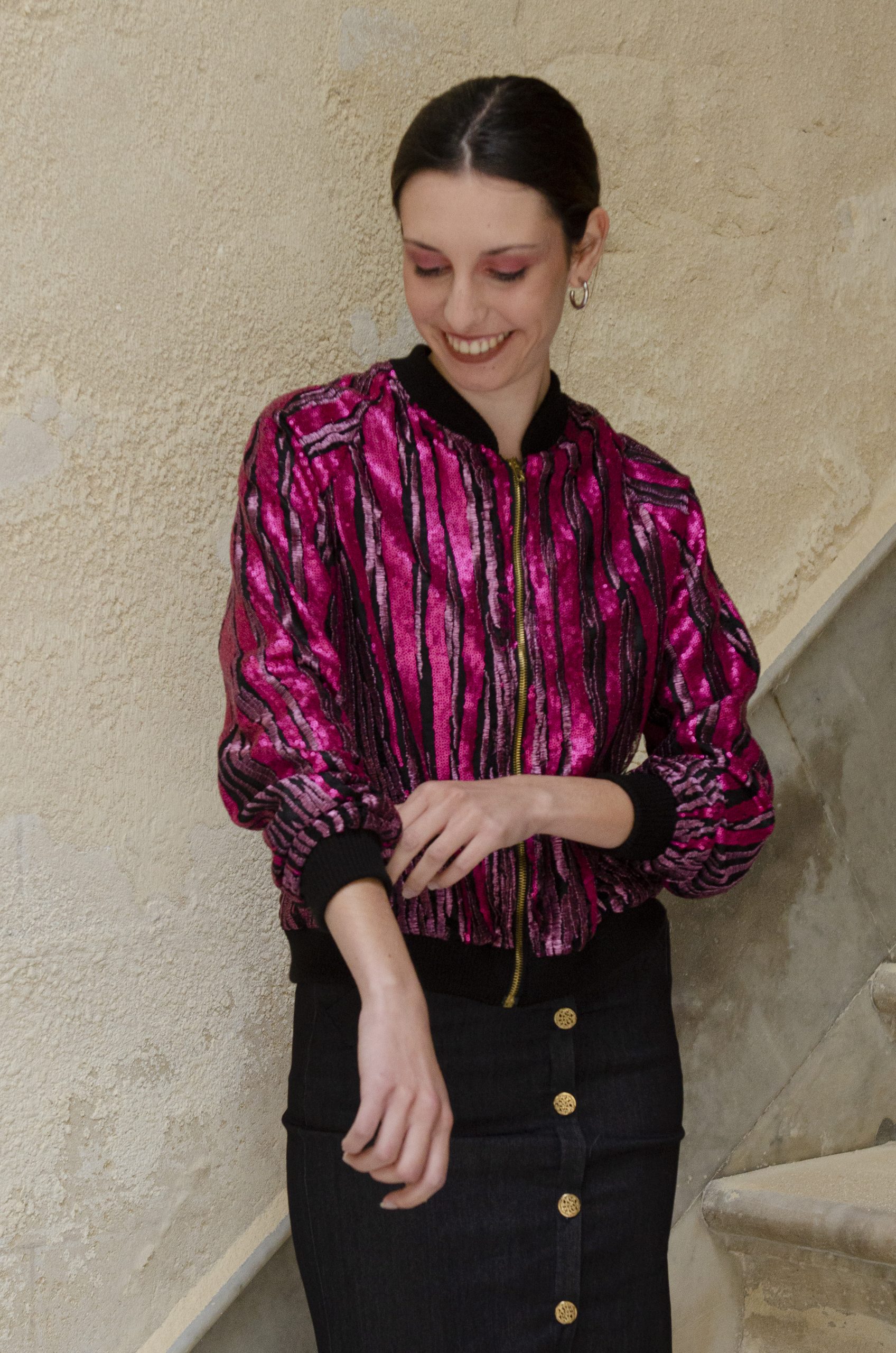 Bomber Lentejuelas Rosa