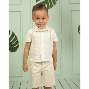 Guayabera Beige con Encaje