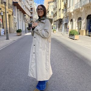 Gabardina  beige capucha Kaki algodón