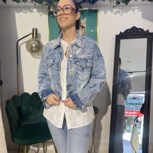 Chaqueta jeans bordado flores