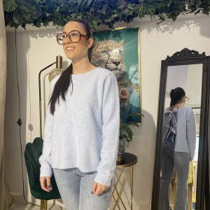 Jersey azul cuello caja lazos traseros