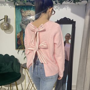 Jersey rosa cuello caja lazos traseros