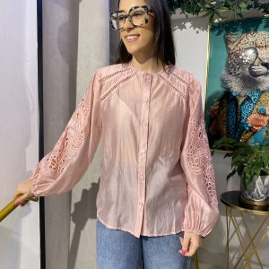 Camisa manga bordada