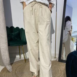 Pantalón lino abertura bajo