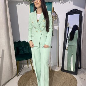 Pantalón recto pinza verde menta