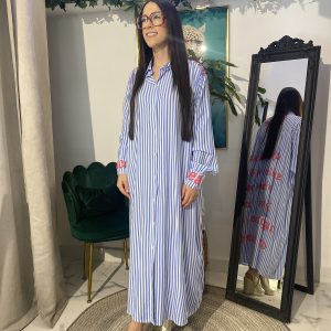 Vestido camisa rayas letras