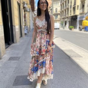 Falsa asimétrica estampada encaje