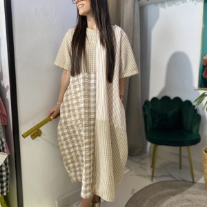 Vestido globo cuadro vichy