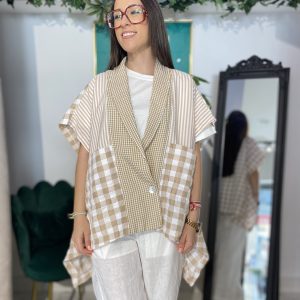 Blusa botón cuadro vichy