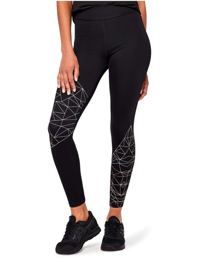 Marca Amazon – AURIQUE Leggings de Deporte con Estampado Óptico Mujer