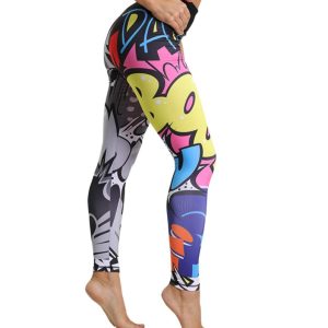 Mallas Deporte Mujer Leggins Yoga Pantalón Medias Deportivas Patrón de Dibujos Animados Gym Pantalones Deportivos Elástico