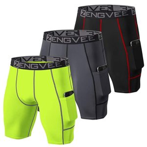 ZENGVEE 3 Piezas Mallas Running Hombre Pantalones Cortos Hombre de Compresión para Deporte, Fitness, Gym