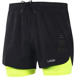 Lixada Hombres Pantalónes Cortos de Running 2-en-1, Pantalones Cortos de Atletismo, Pantalones Cortos de Fitness Maratón, Transpirable Pantalones+Secado Rápido