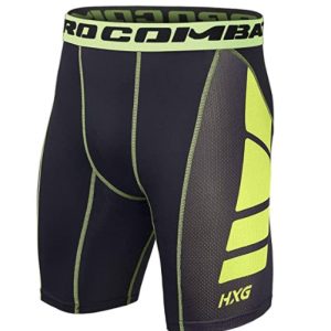 Hivexagon Pantalones Cortos de Compresión de Media Pierna para Deportes, Correr y Entrenamiento de Gimnasio