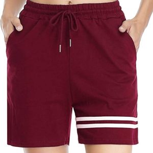 Doaraha Pantalones Corto Chandal Mujer 100% Algodón Raya Pantalon Corto Pijama Pantalones Deporte Cortos para Fitness,Jogging