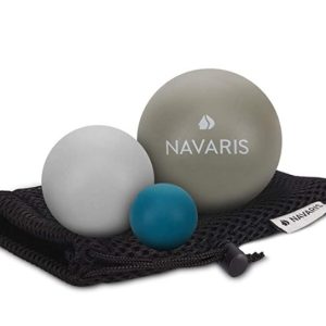 Navaris Set de 3 pelotas para masajes – Bolas de lacrosse en dif. tamaños para automasajes – Bolas para aliviar dolor fisioterapia terapia de puntos