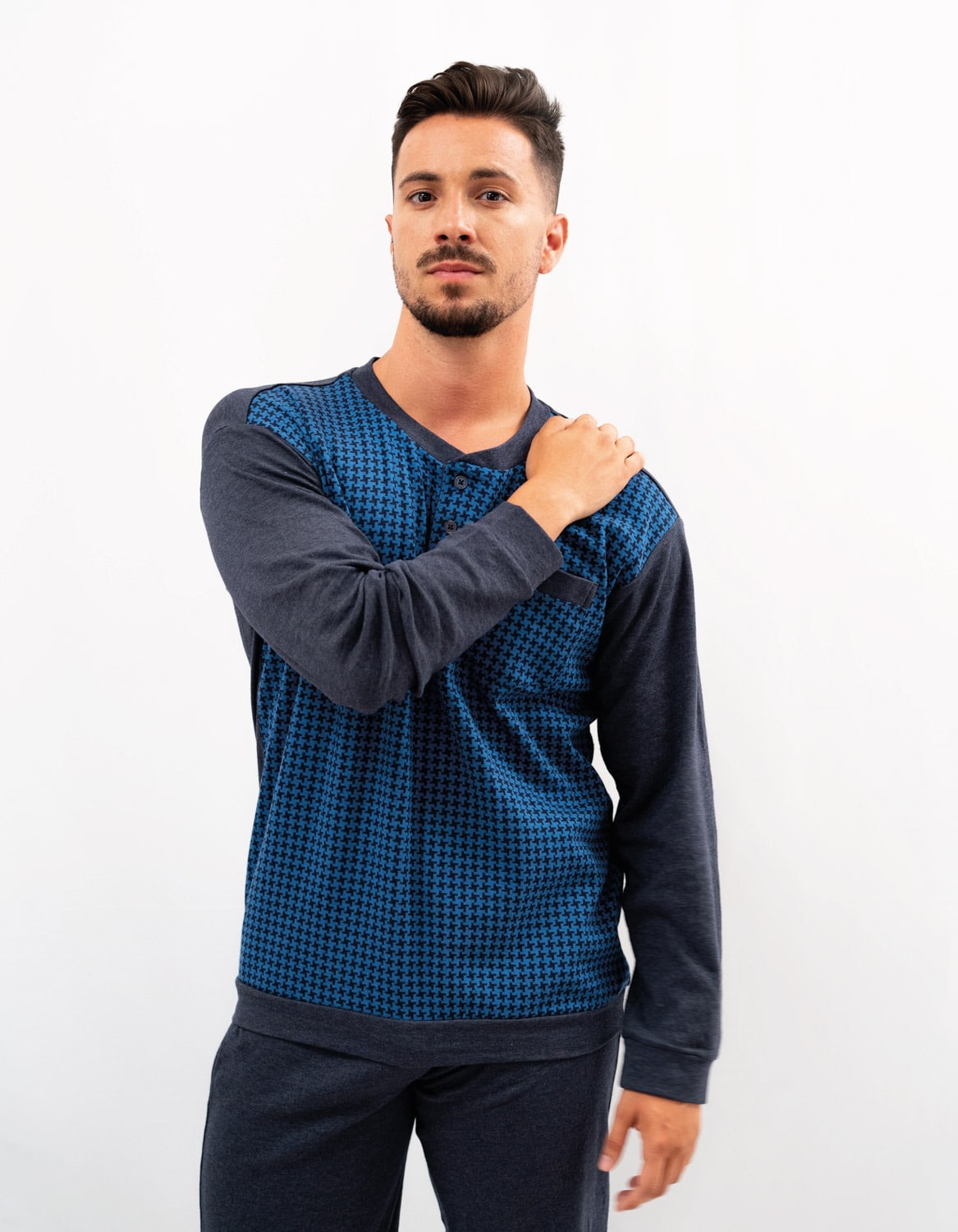 Pijama de hombre azul marino de Jacquard - Imagen 2