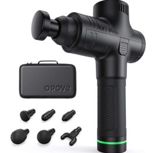 OPOVE Pistola Masajeadora Masajeador de Músculos de Percusión de Tejido Profundo Portátil Eléctrico Ultra Silencioso con Motor sin Escobillas para Relajación de Músculos Profundos, opove M3 Pro Negro
