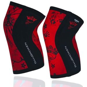 BanBroken Rodilleras RED SKULL (2 unds) – 5mm Knee Sleeves – Halterofilia, Deporte Funcional, Crossfit, Levantamiento de Pesas, Running y Otros Deportes. Unisex.