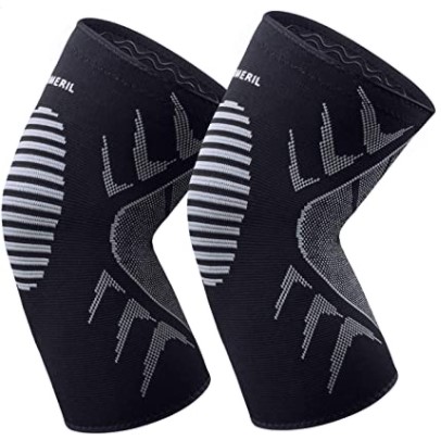 OMERIL Rodillera Menisco y Ligamentos, 2 Rodilleras Transpirable y Antideslizante para Hombre y Mujer, Rodillera Deportiva Compresion para Crossfit, Correr, Entrenamiento, Baloncesto, Bicicleta(M-XL)