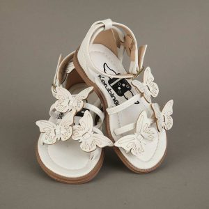 Sandalia de Niña Blanca con Mariposas