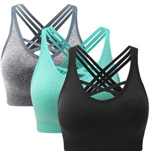 ANGOOL Sujetador Deportivo Cruzados Espalda Almohadillas Extraíbles Yoga Run Bra para Mujer