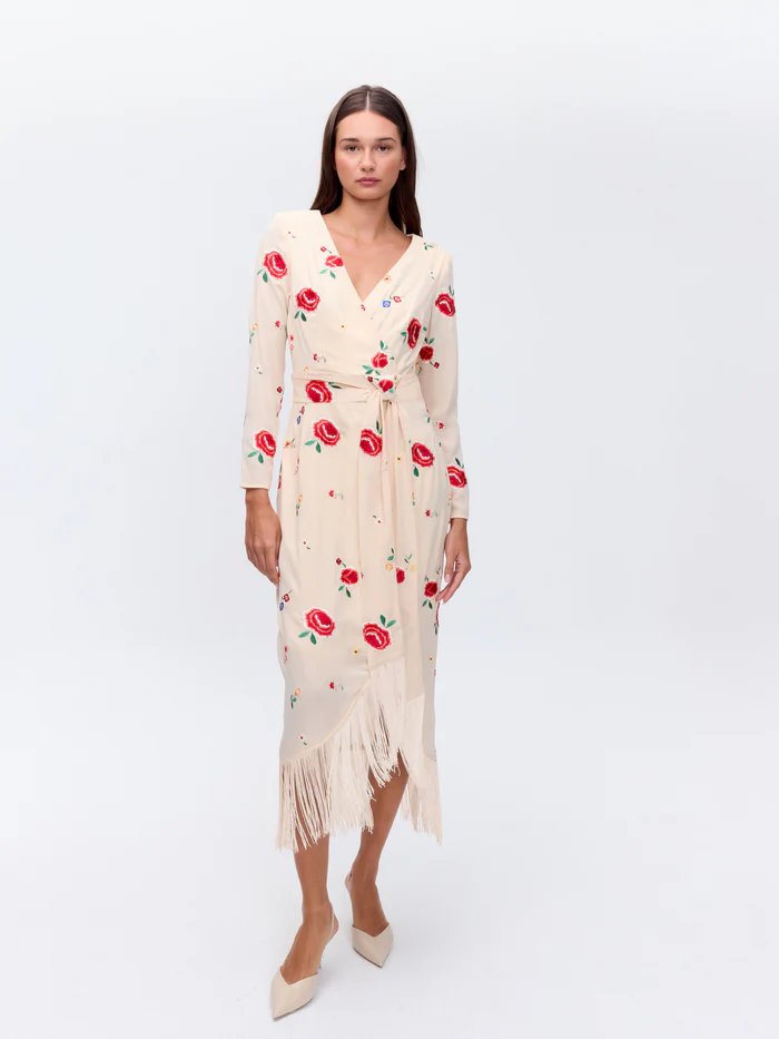 SUR – Vestido bordado flecos mantón de manila MIOH - Imagen 4