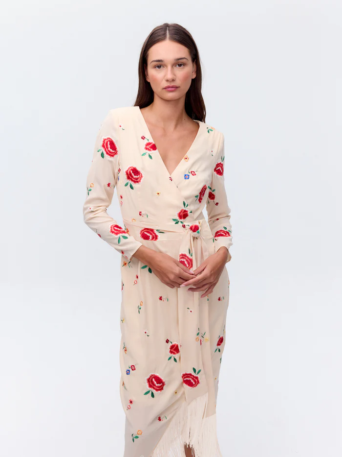 SUR – Vestido bordado flecos mantón de manila MIOH - Imagen 2